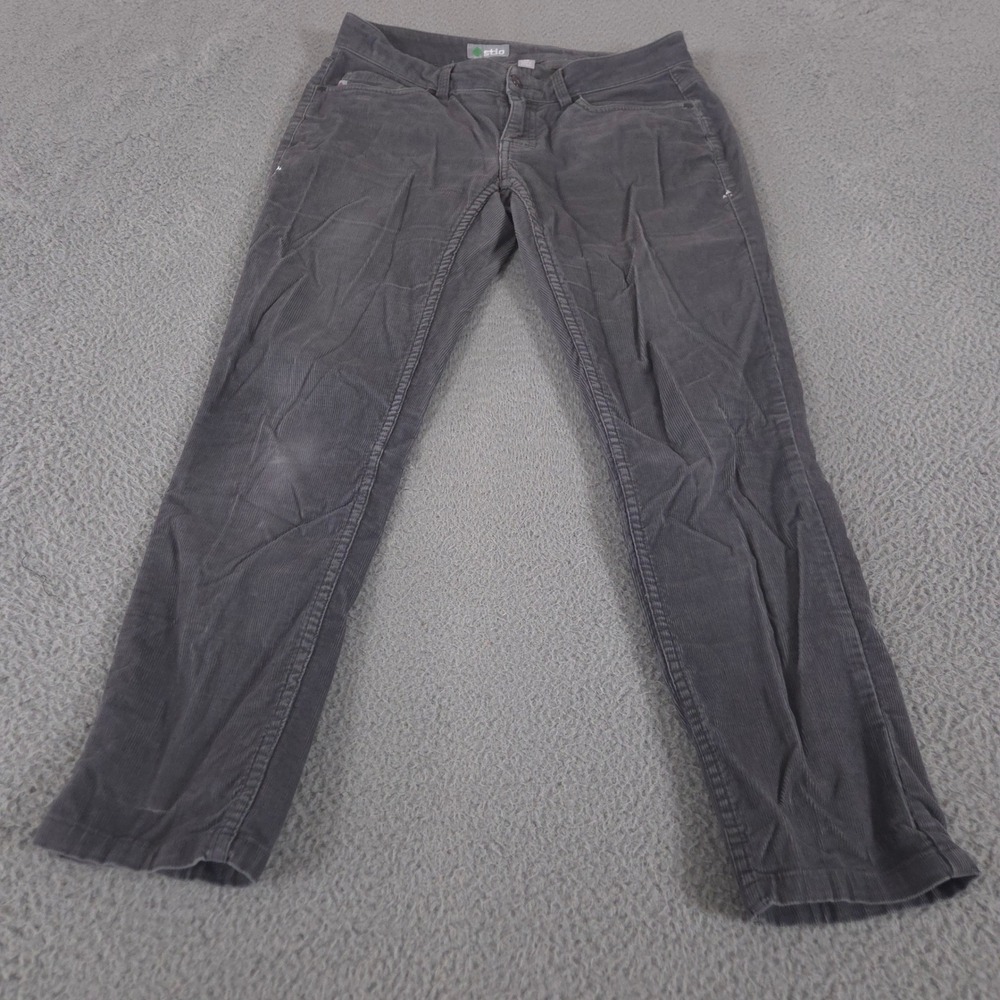 Stio Pants Women 6 Short Grey Rivet Straight Leg Organic Cotton Corduroy Stretch